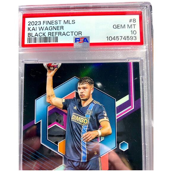 2023 Topps Finest MLS Black Refractor 8 Kai Wagner Philadelphia Union /10 PSA 10 - Picture 5 of 7